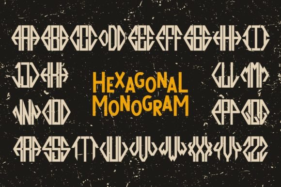 Hexagonal Monogram Display Font for Editorial Elegance